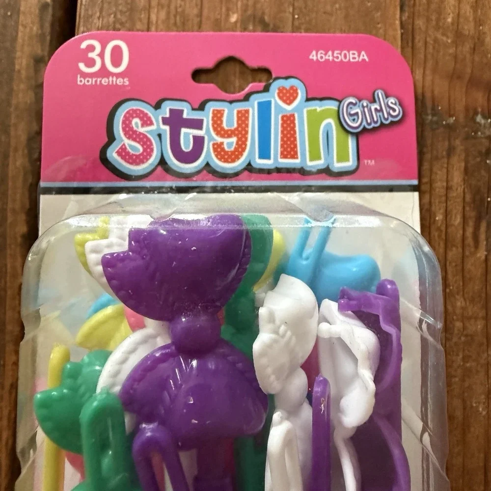 Stylin' Girls 30 Bow Barrettes NOS Sealed Hair Clips Colorful Plastic 2010s